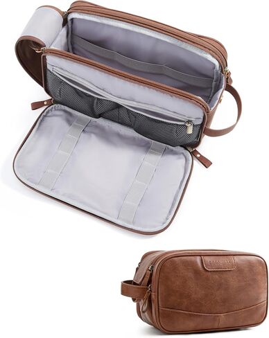 BAGSMART Toiletry Bag for Men, PU Leather Travel Bag for Toiletries, Dopp Kit Water Resistant Shaving Bag for Bathroom Shower-Black in Saudi Arabia