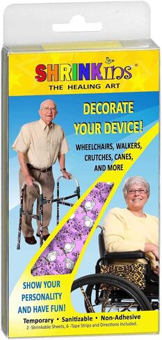 Medical Device Decorating Cover Kit | Fun Fashionable Shrink Wrap Decorations - Walkers Wheelchairs Canes Crutches IV Poles | TEMPORARY Uses No Adhesive by Shrinkins The Healing Art | ADULT & TEEN in Kuwait