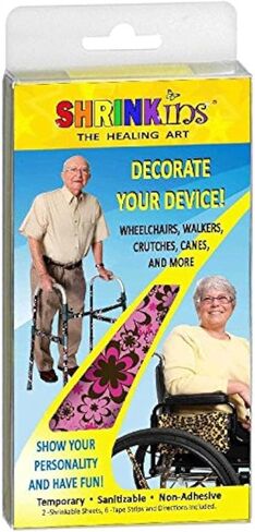 Medical Device Decorating Cover Kit | Fun Fashionable Shrink Wrap Decorations - Walkers Wheelchairs Canes Crutches IV Poles | TEMPORARY Uses No Adhesive by Shrinkins The Healing Art | ADULT & TEEN in Kuwait