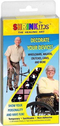 Medical Device Decorating Cover Kit | Fun Fashionable Shrink Wrap Decorations - Walkers Wheelchairs Canes Crutches IV Poles | TEMPORARY Uses No Adhesive by Shrinkins The Healing Art | ADULT & TEEN in Kuwait