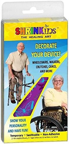 Medical Device Decorating Cover Kit | Fun Fashionable Shrink Wrap Decorations - Walkers Wheelchairs Canes Crutches IV Poles | TEMPORARY Uses No Adhesive by Shrinkins The Healing Art | ADULT & TEEN in Kuwait