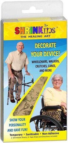Medical Device Decorating Cover Kit | Fun Fashionable Shrink Wrap Decorations - Walkers Wheelchairs Canes Crutches IV Poles | TEMPORARY Uses No Adhesive by Shrinkins The Healing Art | ADULT & TEEN in Kuwait