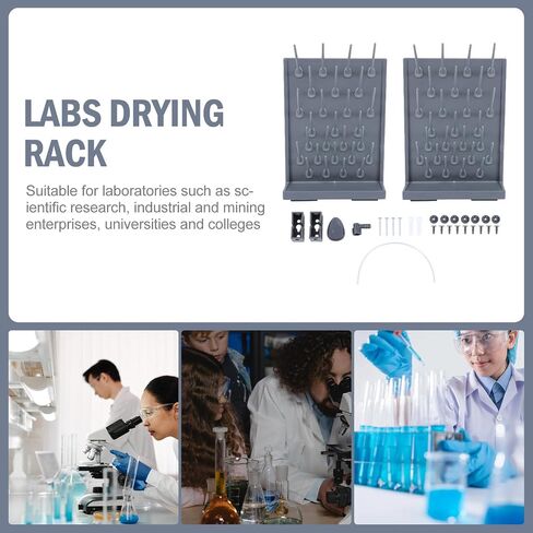 Hemobllo 2pcs Pp Test Tube Drain Rack Laboratory Drying Stand 27 Peg Single-Sided Plastic Tube Holder Black Set for Scientific Labs in Saudi Arabia
