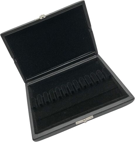 Alipis Wood Oboe Reed Case with Black Pu Cover and Metal Accents, 12 Slots Compact Storage Box for Sturdy Reed Protection, for Practice and Traveling Musicians in Kuwait