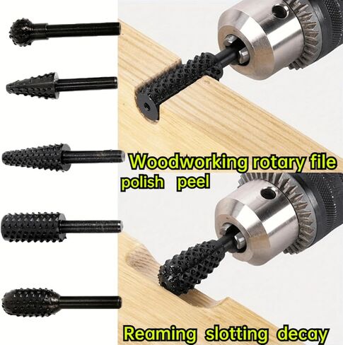 5-Piece High-Speed Steel Woodworking and Metal Engraving Polishing Burs Set Durable Hobby Craft File Tool Accessories for DIY Projects Art Craft Home Workshop Professional Quality in Kuwait