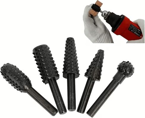 5-Piece High-Speed Steel Woodworking and Metal Engraving Polishing Burs Set Durable Hobby Craft File Tool Accessories for DIY Projects Art Craft Home Workshop Professional Quality in Kuwait