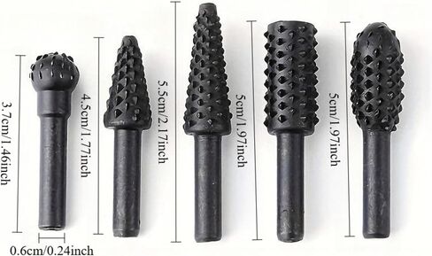 5-Piece High-Speed Steel Woodworking and Metal Engraving Polishing Burs Set Durable Hobby Craft File Tool Accessories for DIY Projects Art Craft Home Workshop Professional Quality in Kuwait