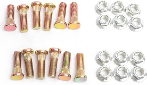 12pcs M10*1.25 * 30 with 8mm Knurl Serrate Wheel Stud,30mm Real Length,Hexagon Nuts with Flange in Kuwait