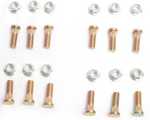 12pcs M10*1.25 * 30 with 8mm Knurl Serrate Wheel Stud,30mm Real Length,Hexagon Nuts with Flange in Kuwait