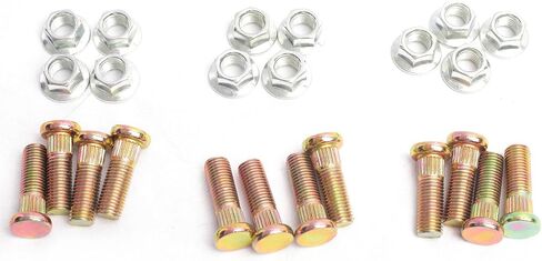 12pcs M10*1.25 * 30 with 8mm Knurl Serrate Wheel Stud,30mm Real Length,Hexagon Nuts with Flange in Kuwait