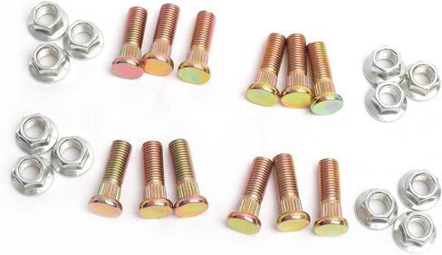 12pcs M10*1.25 * 30 with 8mm Knurl Serrate Wheel Stud,30mm Real Length,Hexagon Nuts with Flange in Kuwait