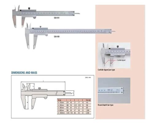 Vernier Caliper,0-100mm 0-150mm 0-200mm 0-300mm,530-100 530-122 530-123 530-124,Graduation 0.02mm,Metric(530-123 0-200mm) in Kuwait