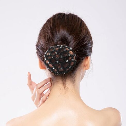 nolitoy 6 قطع حجر الراين كعكة الشعر يغطي شبكة مطاطية شبكات الشعر snoods للنساء رقص الباليه التزلج الزفاف العرائس ممرضات عمال البنك أسود أزرق رمادي سباركلي كريستال مبهور الملحقات 3.7 بوصة in Kuwait