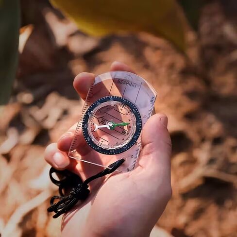 1pc Multifunctional Outdoor High Transparent Portable Compass, Mini Map Scale Compass, for Outdoor Travel, Camping in Kuwait
