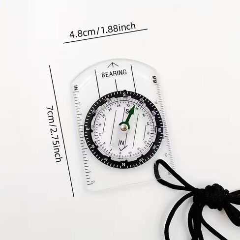 1pc Multifunctional Outdoor High Transparent Portable Compass, Mini Map Scale Compass, for Outdoor Travel, Camping in Kuwait