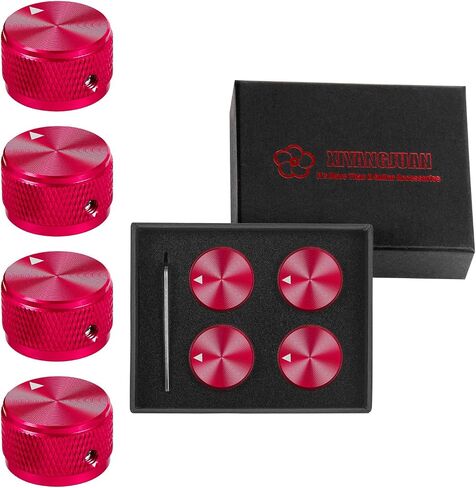 4pcs Solid Aluminum Guitar knobs Red High Precision CNC Machining Amplifier Volume Tone Control Potentiometer knob for Fender ST Tele Les Paul Guitar Accessories(Red) in Kuwait