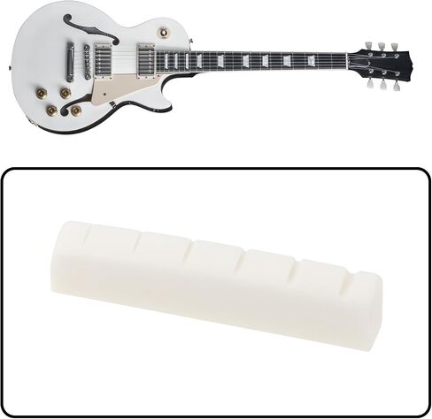 2Pcs 6 String Guitar Slotted Bone Nut 42 * 6 * 8.5mm Compatible with Gibson Compatible with Epiphone Compatible with Les Paul in Kuwait