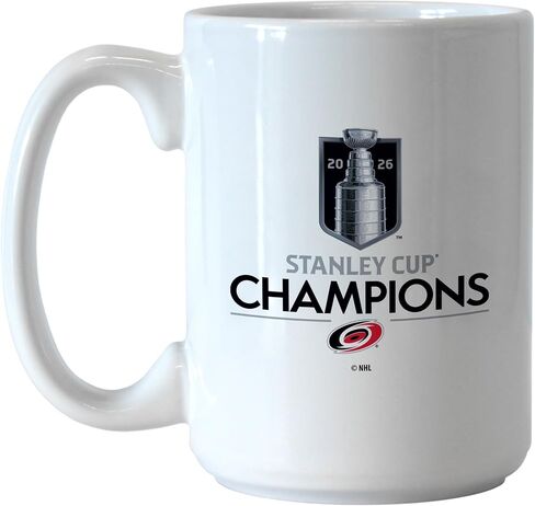 شعار العلامات التجارية NHL Carolina Hurricanes NHL Stanley Cup Champions 15 أونصة كوب قهوة من السيراميك | تصميم الأبطال التذكارية | سيراميك | 15 أونصة سائلة in Kuwait