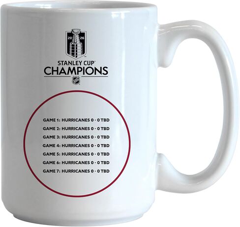 شعار العلامات التجارية NHL Carolina Hurricanes NHL Stanley Cup Champions 15 أونصة كوب قهوة من السيراميك | تصميم الأبطال التذكارية | سيراميك | 15 أونصة سائلة in Kuwait
