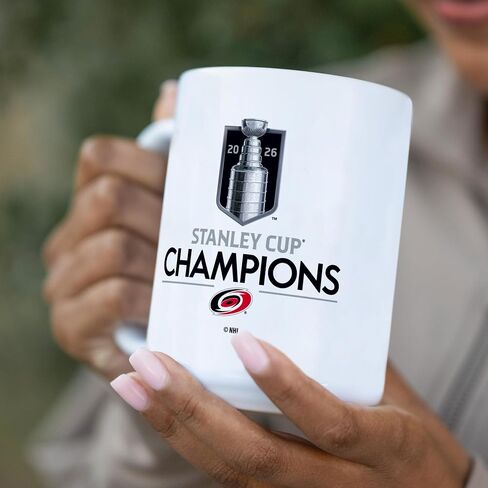 شعار العلامات التجارية NHL Carolina Hurricanes NHL Stanley Cup Champions 15 أونصة كوب قهوة من السيراميك | تصميم الأبطال التذكارية | سيراميك | 15 أونصة سائلة in Kuwait
