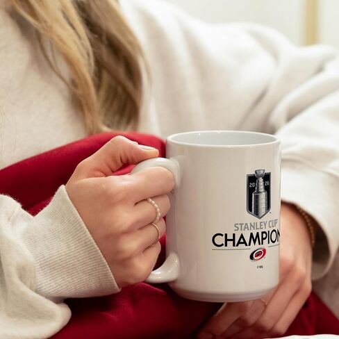 شعار العلامات التجارية NHL Carolina Hurricanes NHL Stanley Cup Champions 15 أونصة كوب قهوة من السيراميك | تصميم الأبطال التذكارية | سيراميك | 15 أونصة سائلة in Kuwait