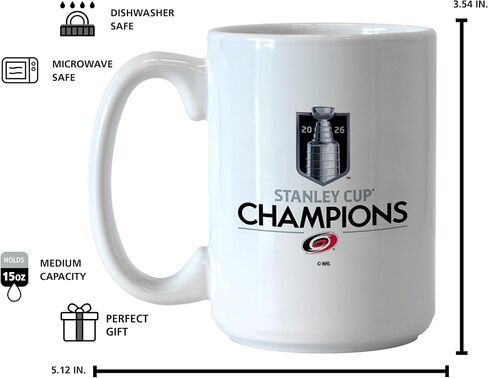 شعار العلامات التجارية NHL Carolina Hurricanes NHL Stanley Cup Champions 15 أونصة كوب قهوة من السيراميك | تصميم الأبطال التذكارية | سيراميك | 15 أونصة سائلة in Kuwait