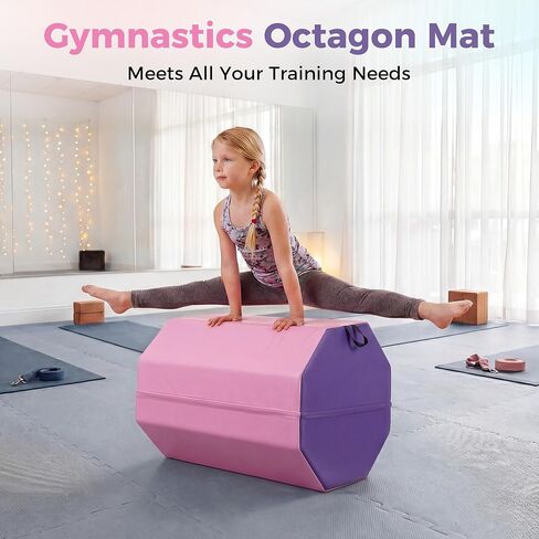Garvee 19"X19"X23" Octagon Gymnastics Mat, Home Tumbling Mat with High-Density Foam & Waterproof Cover, Skill Shape Tumbling Backbend Trainer Exercise Mat, Somersault Backbend Trainer for Cheerleading & Martial Arts in Kuwait