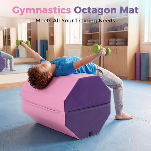 Garvee 19"X19"X23" Octagon Gymnastics Mat, Home Tumbling Mat with High-Density Foam & Waterproof Cover, Skill Shape Tumbling Backbend Trainer Exercise Mat, Somersault Backbend Trainer for Cheerleading & Martial Arts in Kuwait