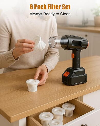 6 Pack H-epa Filters Compatible with MBNGF X9 Ultra Car Vacuum Cordless, Fit for ZARIMI X12-ULTRA Mini Vacuum MBNGF Mini Handheld Car Vacuum Filters Works in Saudi Arabia