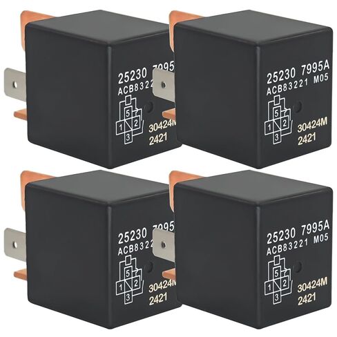 (عبوة من 4) 25230-7995A ACB83221 CB1aH-TR-12V ACB86221 M05 4-Pin Relay - متوافق مع Nissan Altima Rogue Murano 370Z Armada Leaf GT-R & Infiniti Q50 G37 FX QX56 - مروحة الرادياتير، طاقة ملحقة in Kuwait