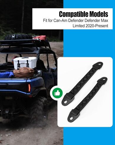 أحزمة تحديد الأبواب شديدة التحمل متوافقة مع Can-Am Defender & Defender Max Limited 2020-Present، عبوتان من النوع الأسود المطول in Kuwait