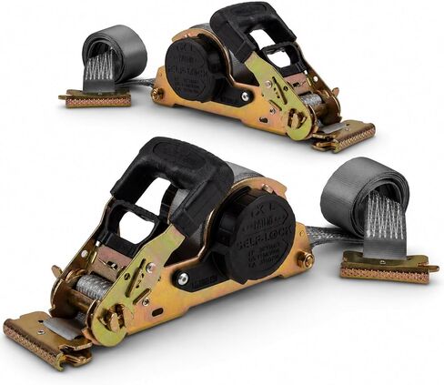 US Cargo Control E Track Retractable Ratchet Strap 1.5" x 16', 4,000 LBS Break Strength, Heavy Duty Retractable Ratchet Straps with Spring E-Fittings, Use for Vans and Box Trucks in Kuwait