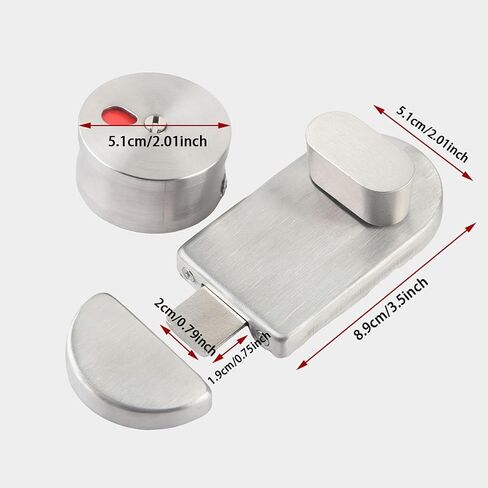 Toilet Lock Indicator Lock Indicator Privacy Door Lock Occupancy Indicator Stainless Steel Partition Door Installation Keyless in Kuwait