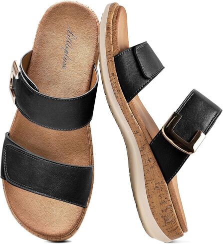 Littleplum Women Slides Sandals Arch Support Open Toe Slip on Sandals Soft Cushion Slippers Comfy Casual Summer Shoes for Walking,Beach,Travel in Saudi Arabia