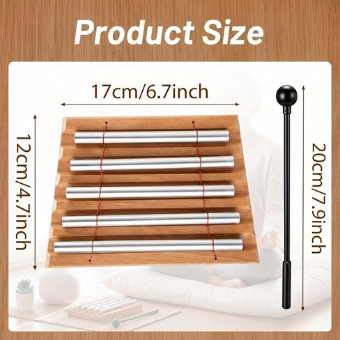 5 Tone Chime with Mallet, Hand Bell Chime for Mindfulness Meditation Relaxation, Stress Anxiety Relief, Yoga, Prayer, Teacher Classroom Management Tools, Sound Therapy Instrument () in Kuwait