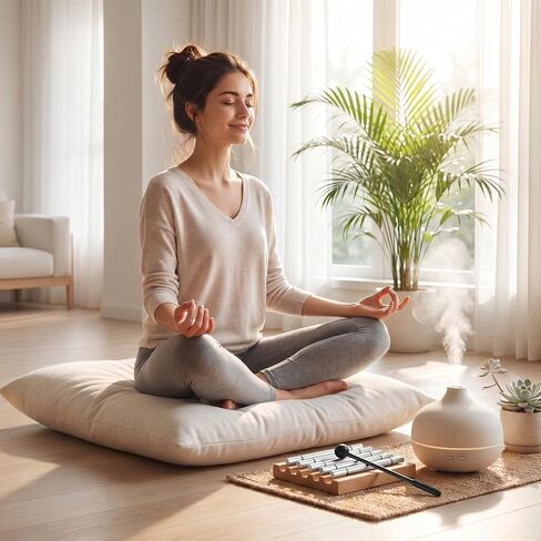 5 Tone Chime with Mallet, Hand Bell Chime for Mindfulness Meditation Relaxation, Stress Anxiety Relief, Yoga, Prayer, Teacher Classroom Management Tools, Sound Therapy Instrument () in Kuwait