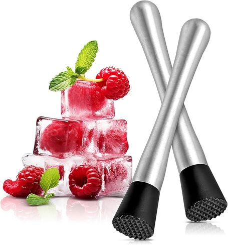 2 Pcs Bar Muddler for Cocktails – 8" Stainless Steel Cocktail Muddler for Lemonade, Essential Bar Supplies and Accessories – Lemon Smasher & Fruit Smasher for Drinks Mixing & Lemonade Stand Supplies in Kuwait