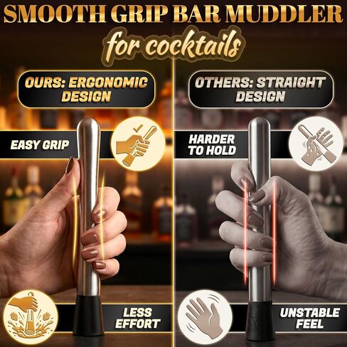 2 Pcs Bar Muddler for Cocktails – 8" Stainless Steel Cocktail Muddler for Lemonade, Essential Bar Supplies and Accessories – Lemon Smasher & Fruit Smasher for Drinks Mixing & Lemonade Stand Supplies in Kuwait