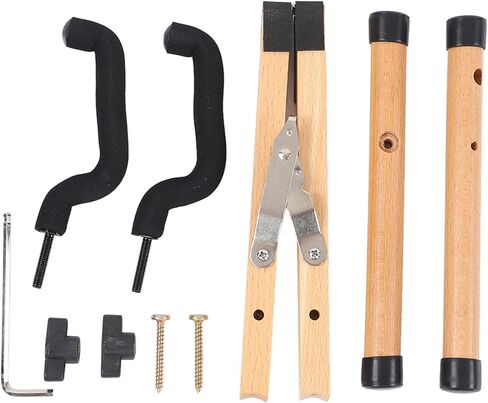 Qinlorgo Wood Violin Stand, Beech Wood Display Holder, Folding Detachable Portable Violin Stand with Rubber Base, Ideal for , Ukulele & Mandolin in Kuwait