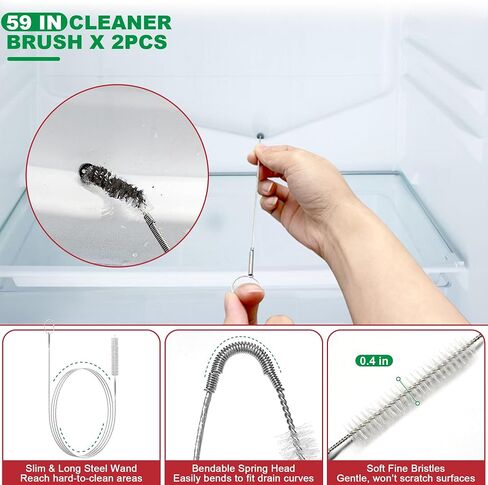 مجموعة EastLink Drain Snake 18: مزيل سدادة الصرف 35.5 بوصة (x1)، ثعبان شعر فولاذي 30 بوصة (x3)، ثعبان حوض الحيوانات الأليفة 30 بوصة (x3)، فرشاة تصريف أنبوبية 59 بوصة (x2)، فرشاة تنظيف فتحة المجفف 17 بوصة (x1)، فرشاة تنظيف القش (x8) in Kuwait