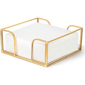 Gold Napkin Holder for Table, Elegant Glass and Iron Cocktail Napkin Dispenser with Mirror Bottom for Kitchen Counter, Dining Table, Party Bar Decor - Holds 5x5 Inch Napkins in Kuwait