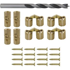 GRABOTE 8mm Brass Barrel Hinges 8 Pack - Concealed Hinges for Wooden Boxes, Jewelry Boxes with Drill Bit in Kuwait