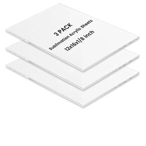 3 Pack Sublimation Acrylic Blanks Sheets 12"x16", 1/6" Thick White Acrylic Sheets Blanks for Laser Cutting, Sublimation Photo, Sign, Tumbler Name Plate, Keychain, Ornament, Coaster, DIY Craft in Kuwait