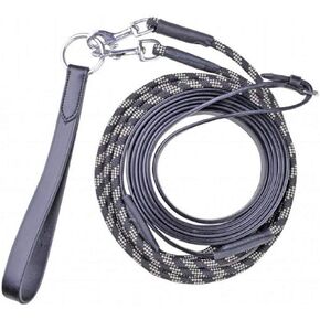 HKM Rope Leather Cob/Full Training Draw Rein - Black/Brown/White in Saudi Arabia