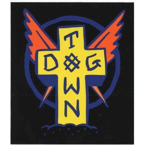 Dogtown Skateboards Sticker Scratch Cross Black/Yellow/Orange 3.25" x 3.75" in Kuwait