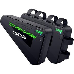 بطارية Ebike 72V 20Ah مع 60A BMS لـ 20000W 3000W 25000W مجموعة تحويل الدراجة الكهربائية - ترقية بطارية مثلث Ebike بطارية ليثيوم أيون (LG / خلايا) / شاحن متضمن in Kuwait