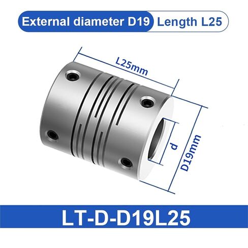 خط متوازي اقتران LT D19L25Motor مقرنة/عمود مرن اتصال سبائك الألومنيوم 1 قطعة (LT-D-D19L25 6X10) in Kuwait