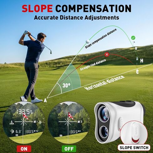 1200 Yards Golf Range Finder with Slope On/Off | 7X Magnification, Rangefinder Gear with Vibration Alert, 25mm HD Objective Lens Golf Stuff, Rechargeable Gift Accessories in Kuwait