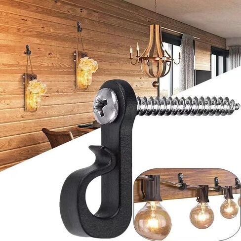 20 PCS Hanger Hooks with Expansion Tube, 3.4 Inches Windproof Screw Hooks for Hanging Outdoor String Lights, Plants, Christmas Patio Lights, (20PCS Black) in Kuwait
