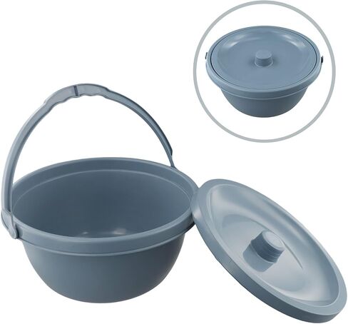 Portable PVC Chamber Pot with Lid and Handle Spittoon for Elderly Adults Pregnant Women, 28x28x13 cm in Kuwait
